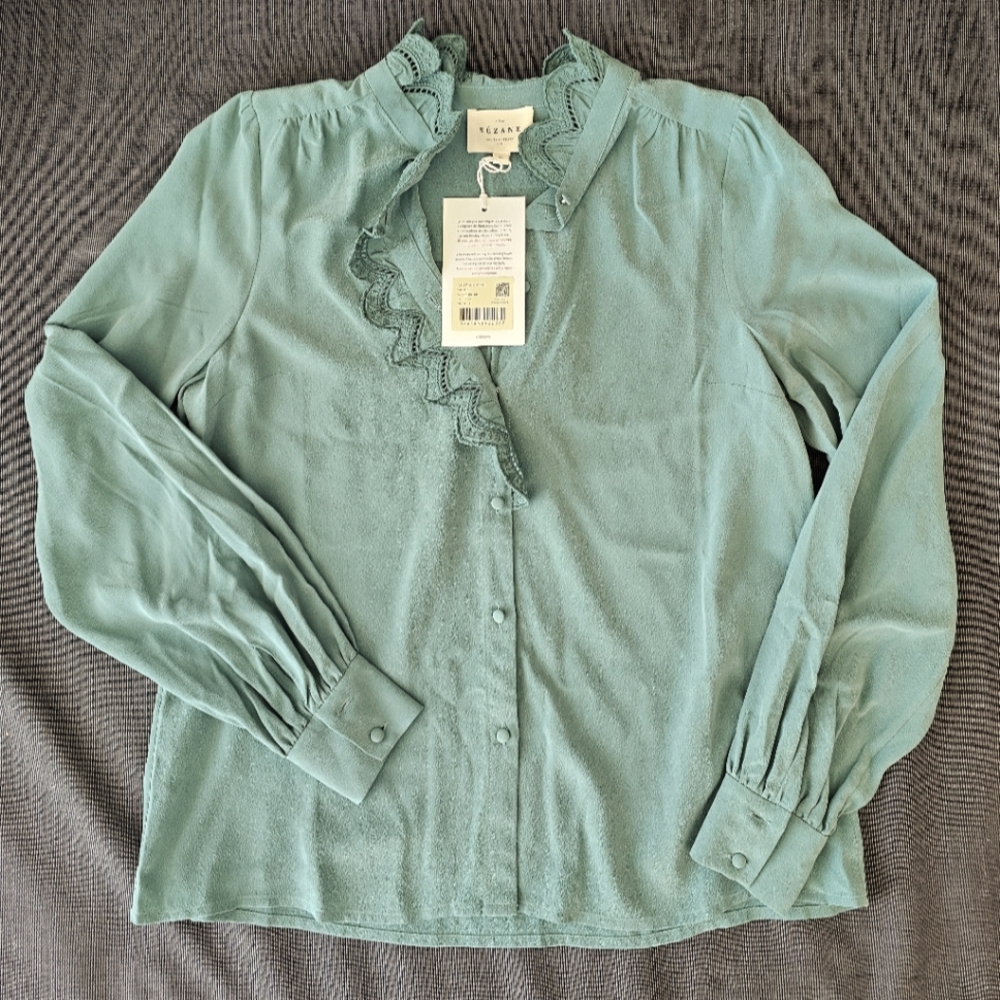 Sezane Chlo Shirt Sauge - Size 36